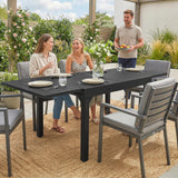80-160 cm Extendable Aluminium Garden Table for 4-6 People, Black