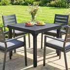 80-160 cm Extendable Aluminium Garden Table for 4-6 People, Black