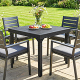 80-160 cm Extendable Aluminium Garden Table for 4-6 People, Black