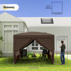 10' x 10' Pop-Up Party Tent Canopy with Carrying Bag, Coffee