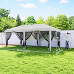 10' x 20' Pop-Up Canopy Tent with Removable Mesh Sidewalls and Carry Bag, White