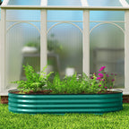 180 x 90 x 30 cm Galvanised Raised Garden Bed with Safety Edging, Light Green