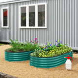 180 x 90 x 30 cm Galvanised Raised Garden Bed with Safety Edging, Light Green