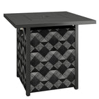 12 KW Square Propane Gas Fire Pit Table with Wind Guard, Black