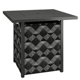 12 KW Square Propane Gas Fire Pit Table with Wind Guard, Black