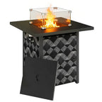 12 KW Square Propane Gas Fire Pit Table with Wind Guard, Black