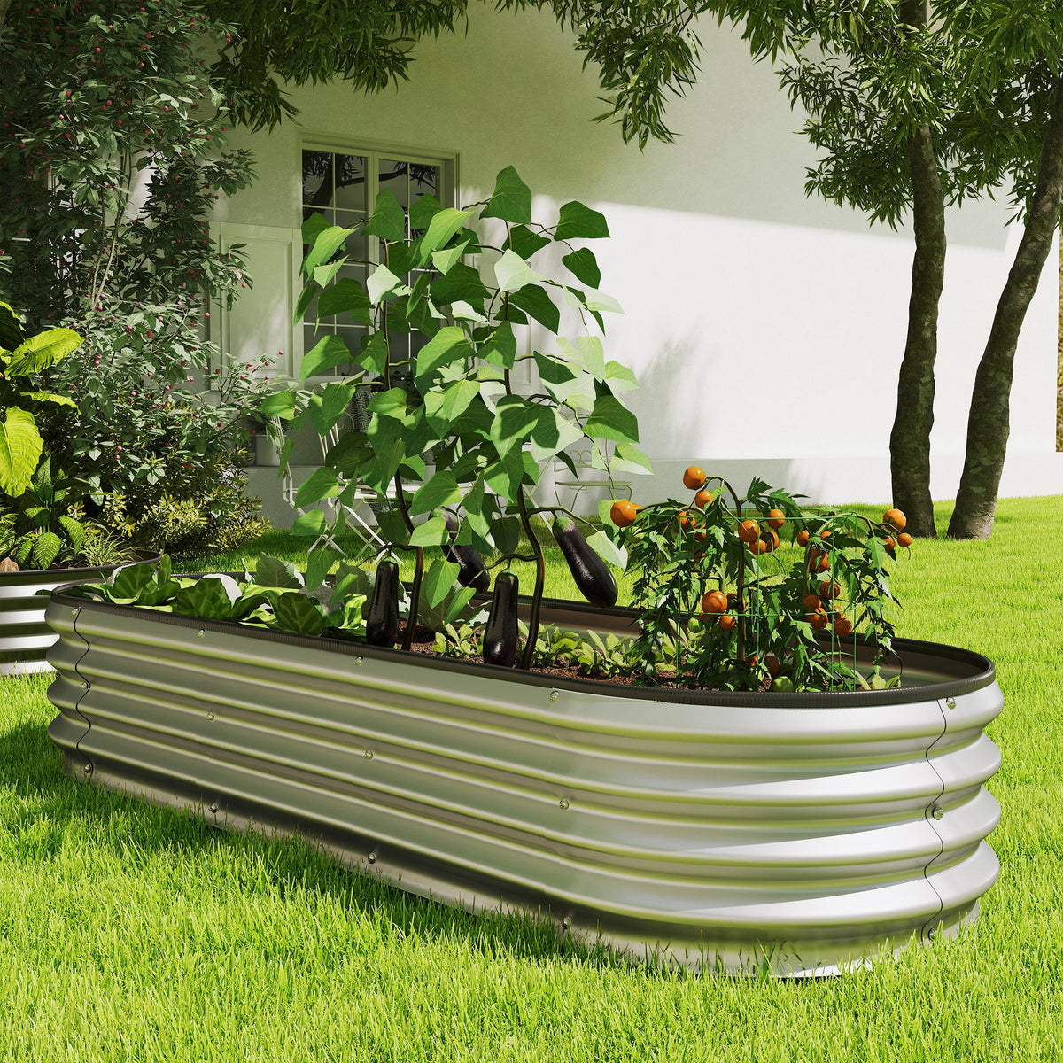 2pcs 6 x 2 x 1 ft Galvanized Raised Garden Beds, Silver