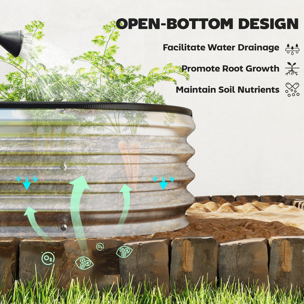 2pcs 6 x 2 x 1 ft Galvanized Raised Garden Beds, Silver