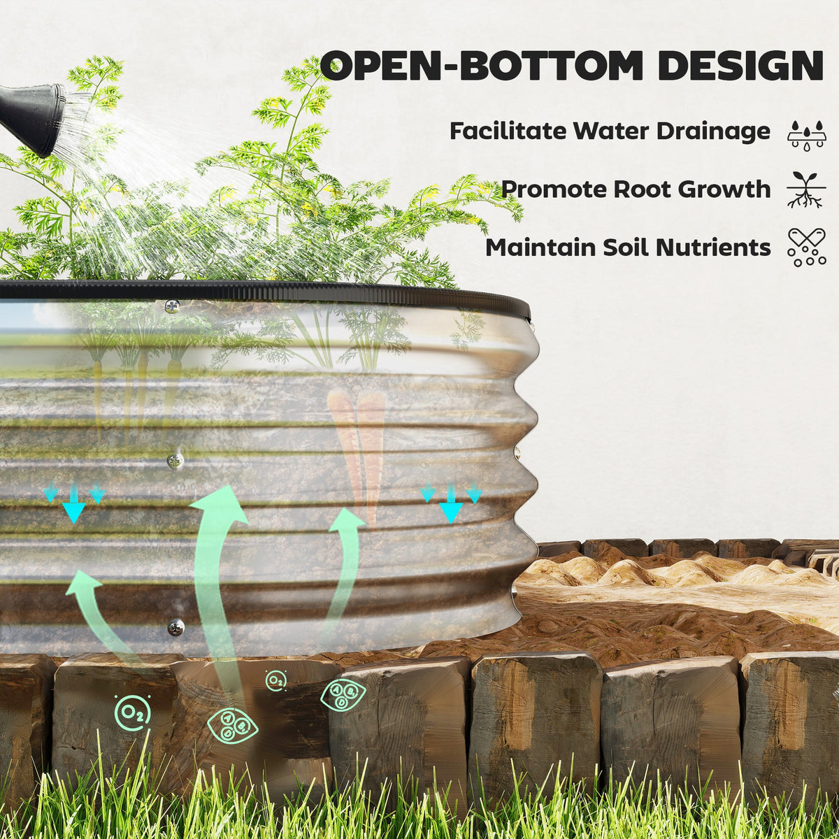 2pcs 6 x 2 x 1 ft Galvanized Raised Garden Beds, Silver