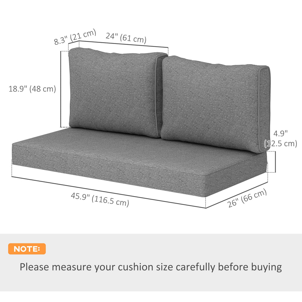 2 Seater Outdoor Seat Cushions with Backrest, Grey