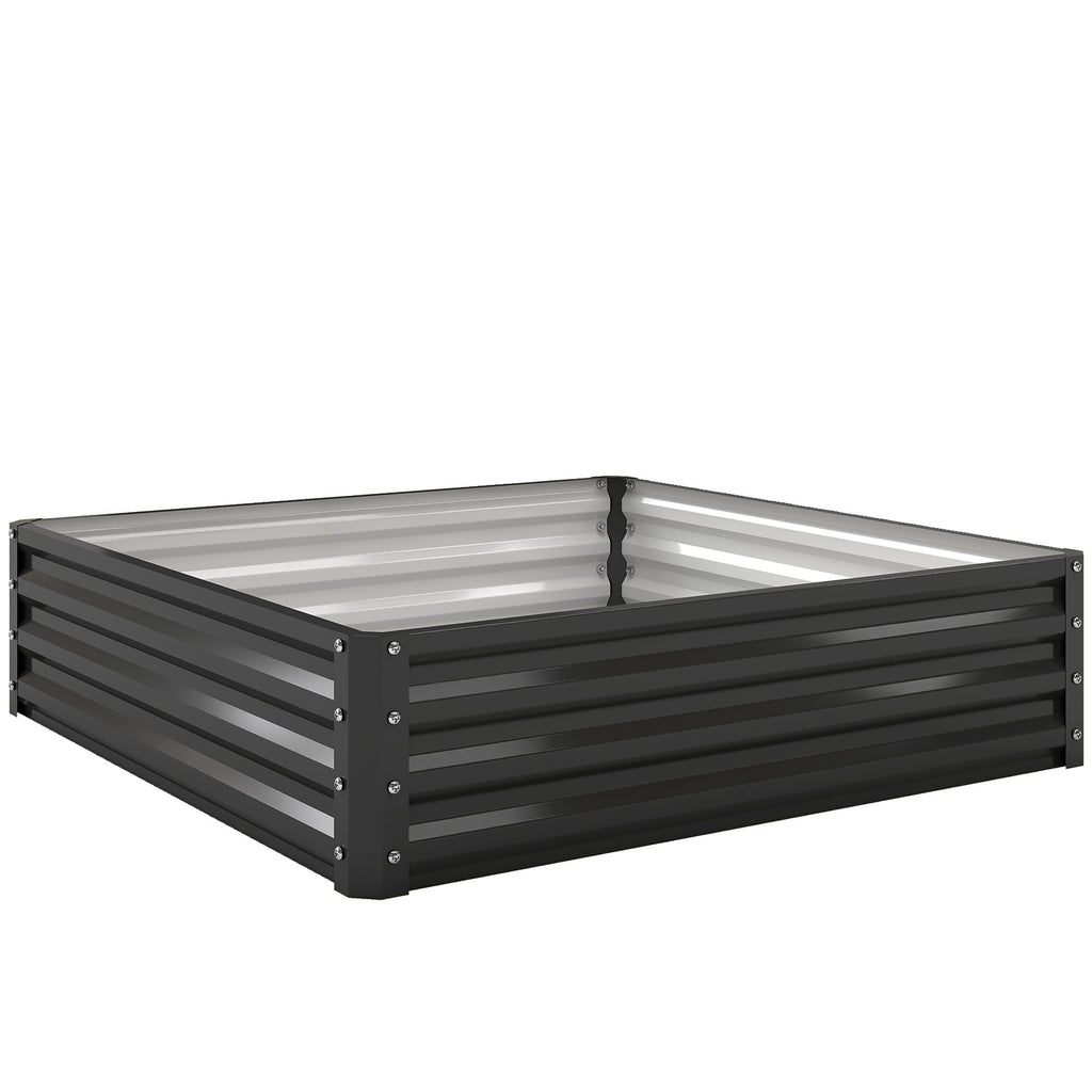 4' x 4' x 1' Galvanized Raised Garden Bed for Vegetables, Black