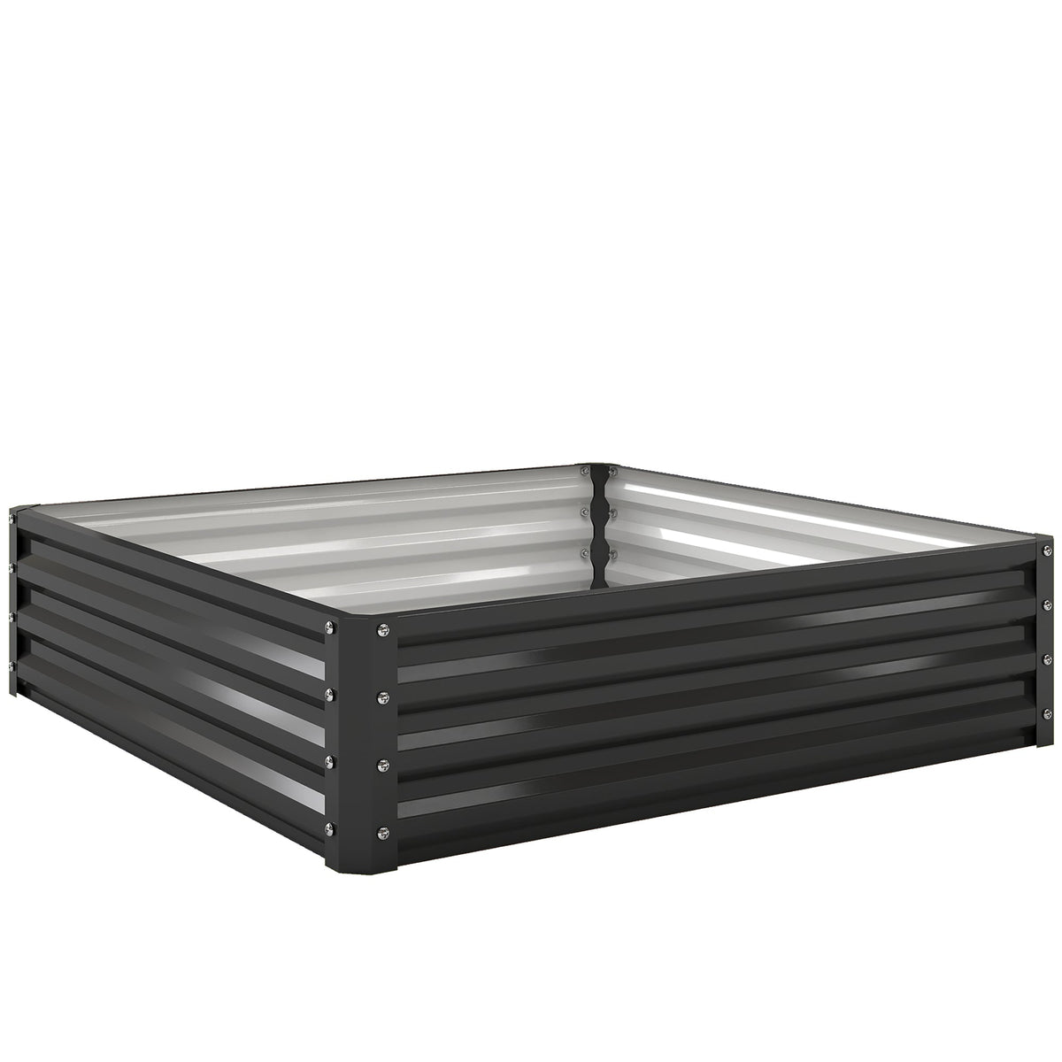 4' x 4' x 1' Galvanized Raised Garden Bed for Vegetables, Black