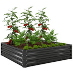 4' x 4' x 1' Galvanized Raised Garden Bed for Vegetables, Black