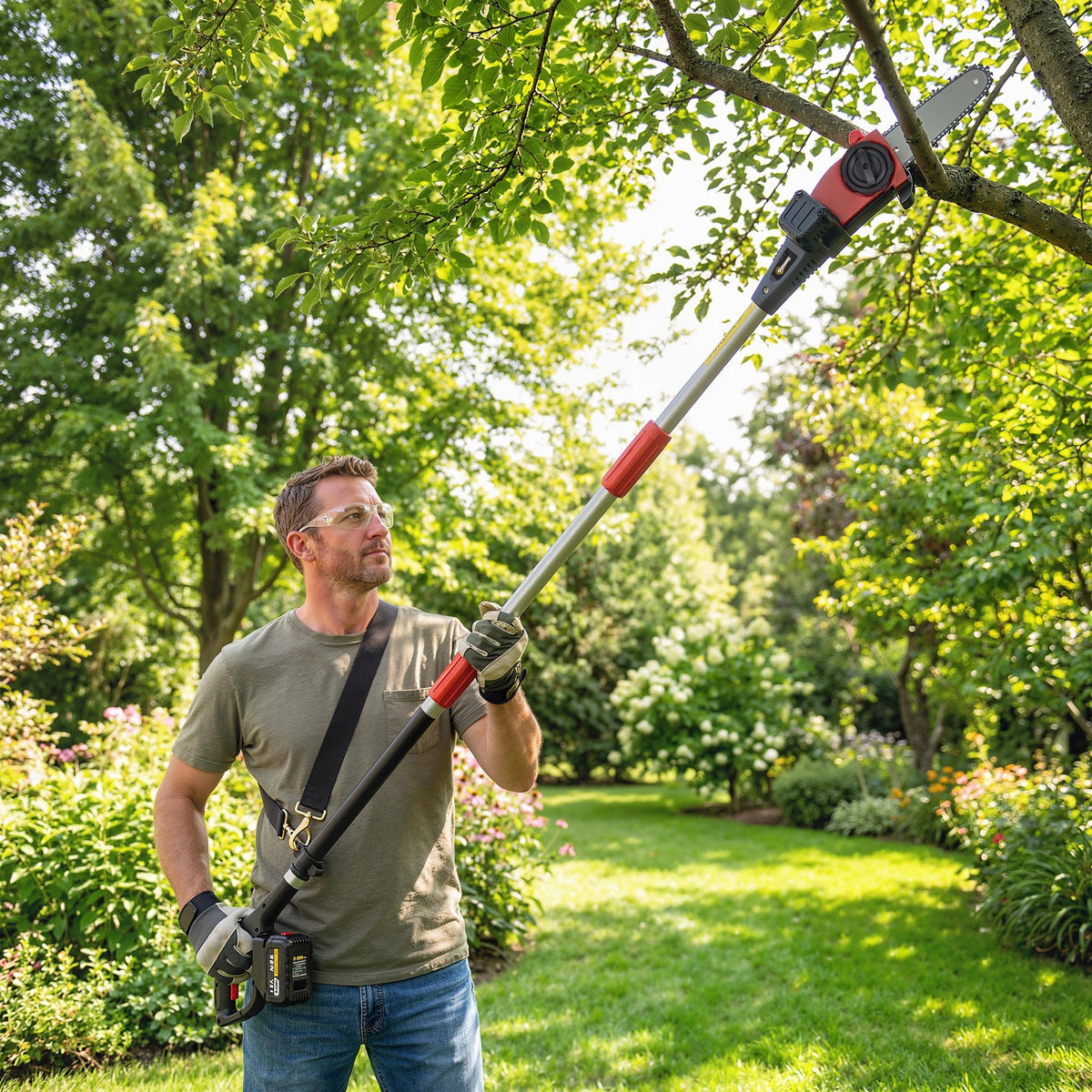 18V 8" Cordless Pole Chainsaw with 2 Batteries and Charger