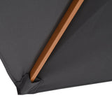 7' x 10' Wooden Patio Umbrella with Top Vent, Dark Grey