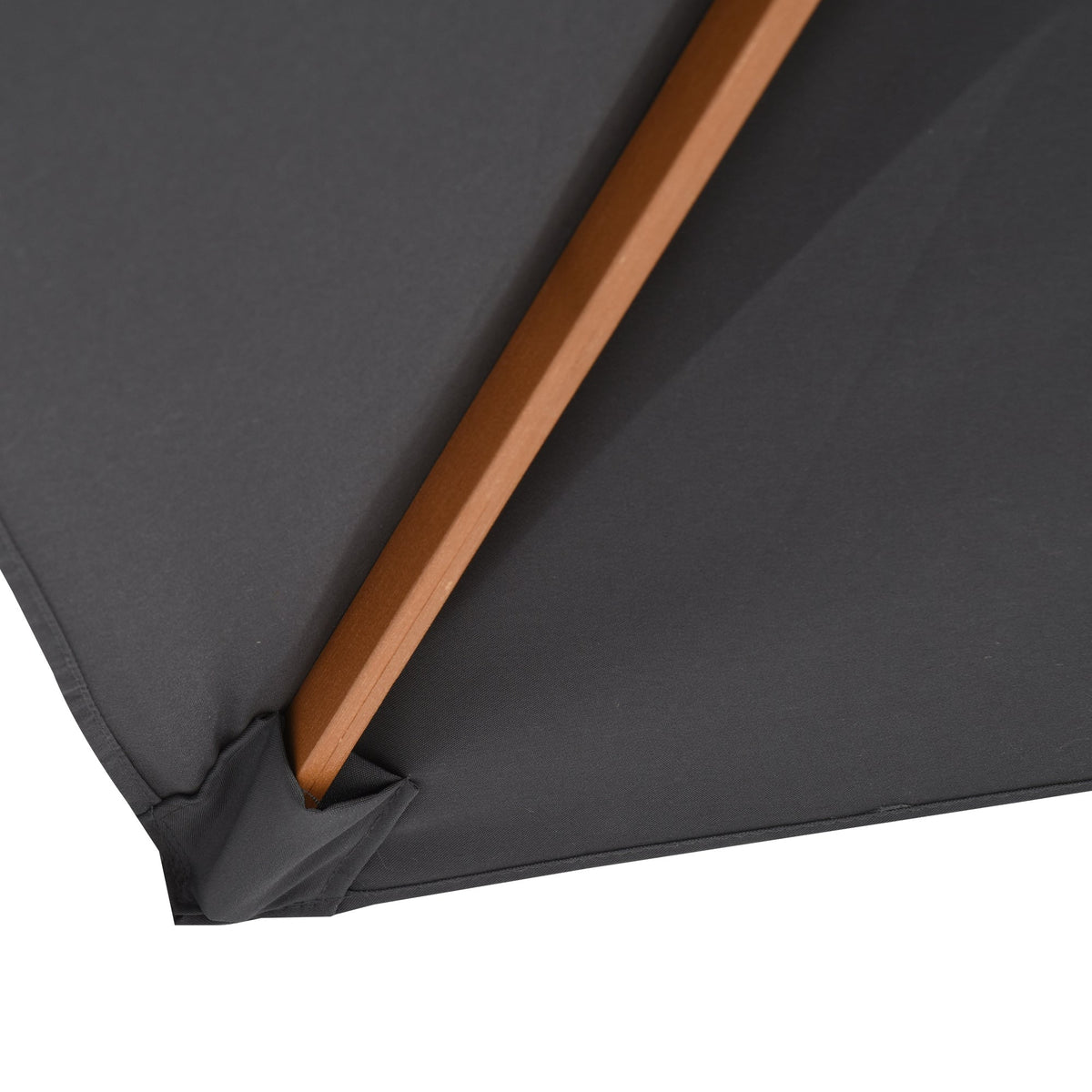 7' x 10' Wooden Patio Umbrella with Top Vent, Dark Grey