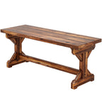 2-Person Outdoor Wooden Bench with Farmhouse X-Shaped Base, Carbonized
