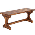 2-Person Outdoor Wooden Bench with Farmhouse X-Shaped Base, Carbonized
