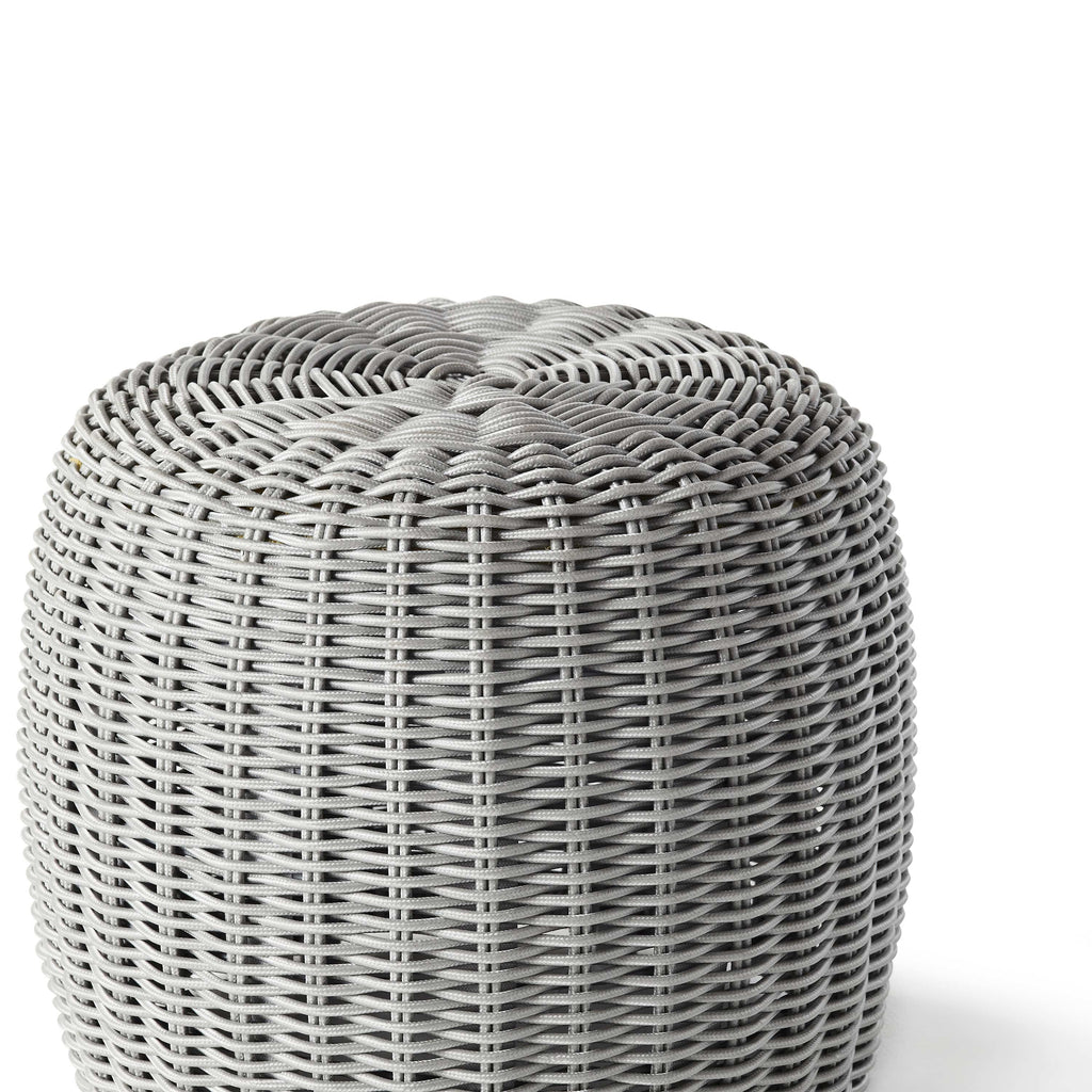 Barrel Woven Pouf in Light Grey (Small)