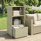 Pool Towel Rack with 2 Shelves and Basket Drawer, PE Rattan, Gradient Gray