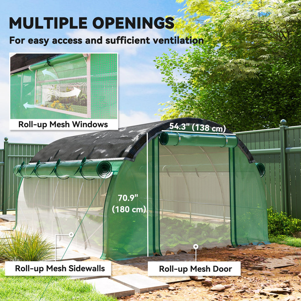 10' x 13' x 6.5' Walk-in Tunnel Greenhouse with 2 Doors, Green