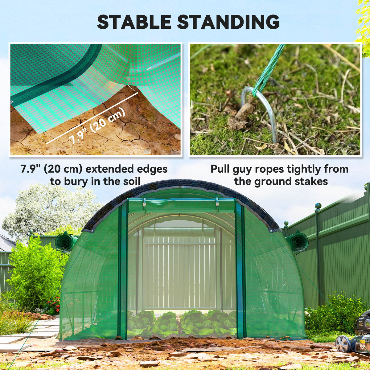 10' x 13' x 6.5' Walk-in Tunnel Greenhouse with 2 Doors, Green