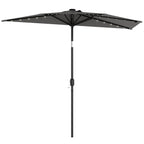 2.6 m Half Garden Parasol with Solar LED Lights and Tilt, Dark Grey