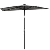 2.6 m Half Garden Parasol with Solar LED Lights and Tilt, Dark Grey