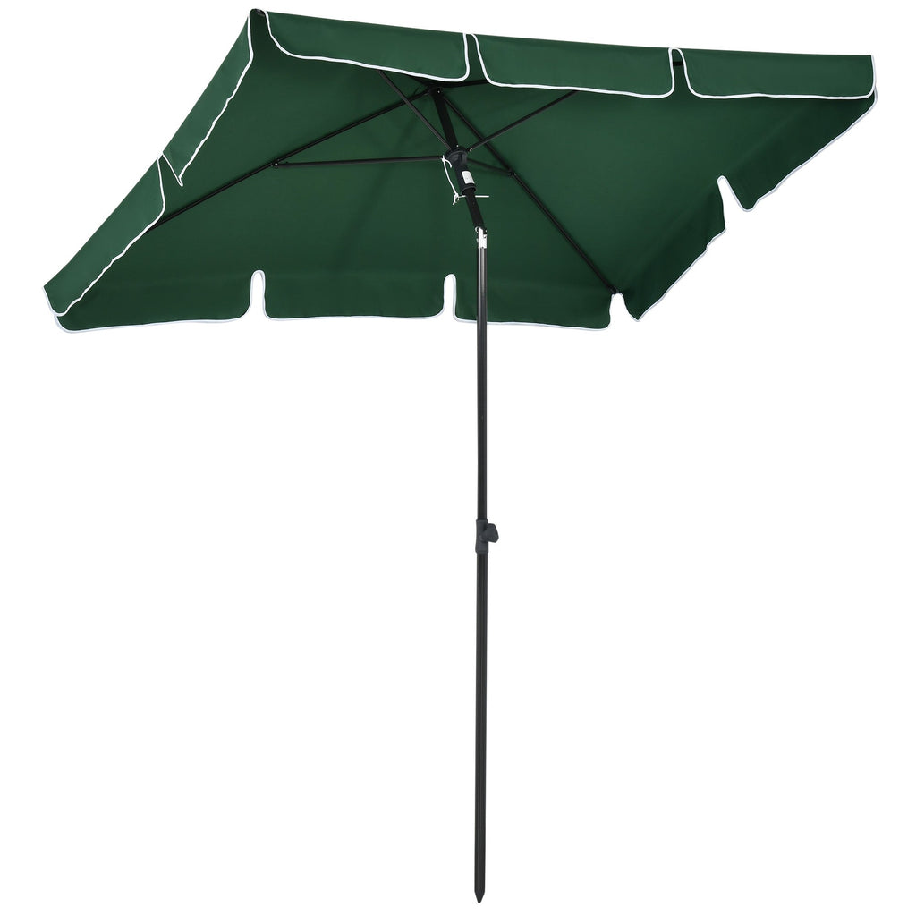 6.5 x 4ft Rectangle Patio Umbrella with Aluminum Pole and Tilt, Green