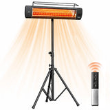 1500W Infrared Standing Patio Heater with Tripod, IP65, 3 Heat Levels, Black