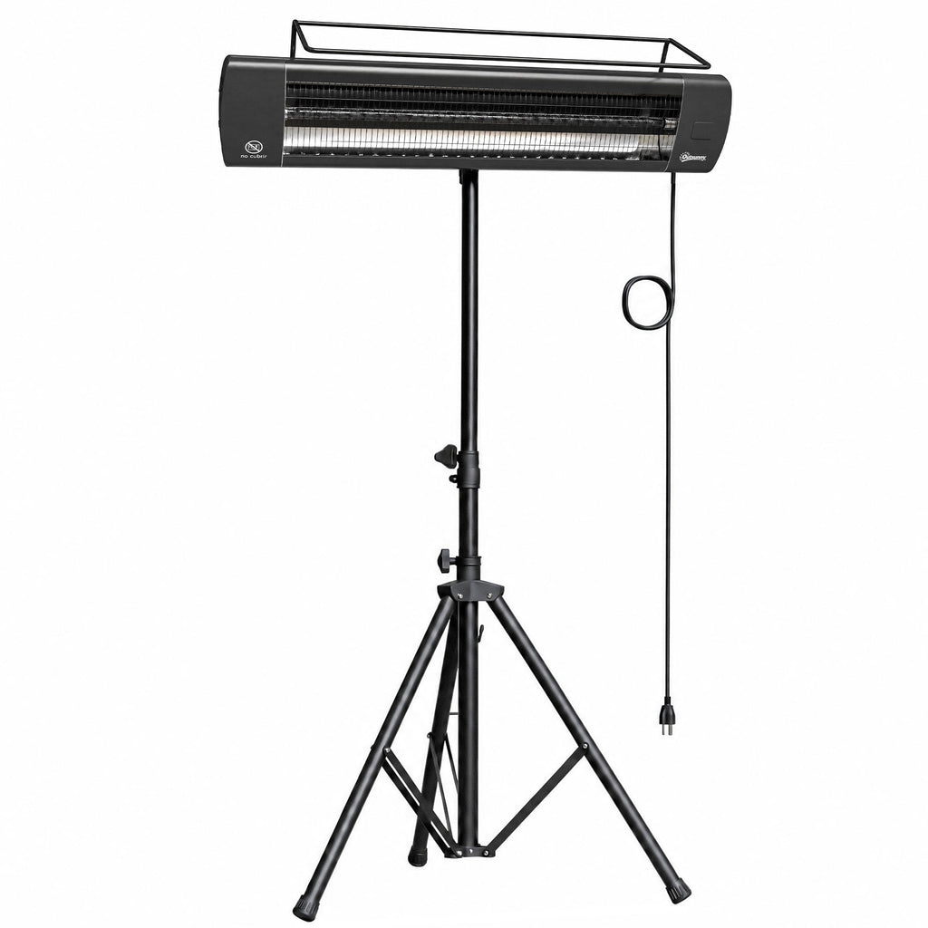 1500W Infrared Standing Patio Heater with Tripod, IP65, 3 Heat Levels, Black