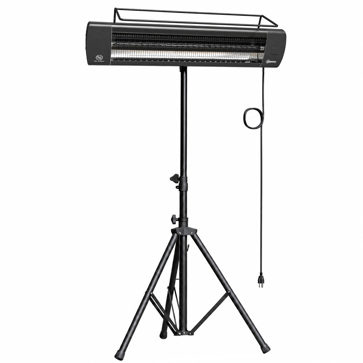 1500W Infrared Standing Patio Heater with Tripod, IP65, 3 Heat Levels, Black