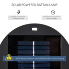 24" Wicker Solar Floor Lamp with Auto On/Off LED Lights, Black