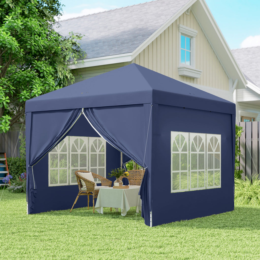10' x 10' Outdoor Pop Up Party Tent Gazebo with Carrying Bag, Blue