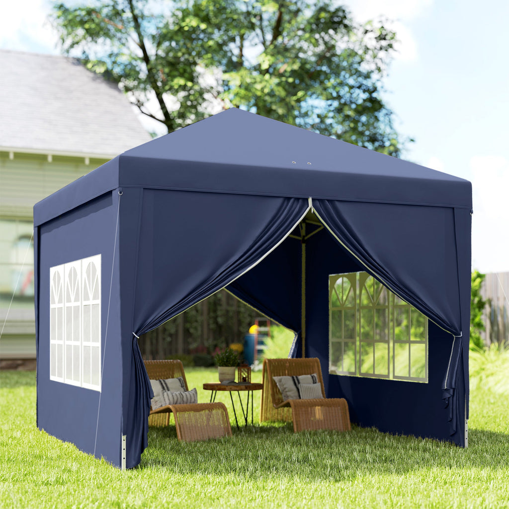 10' x 10' Outdoor Pop Up Party Tent Gazebo with Carrying Bag, Blue