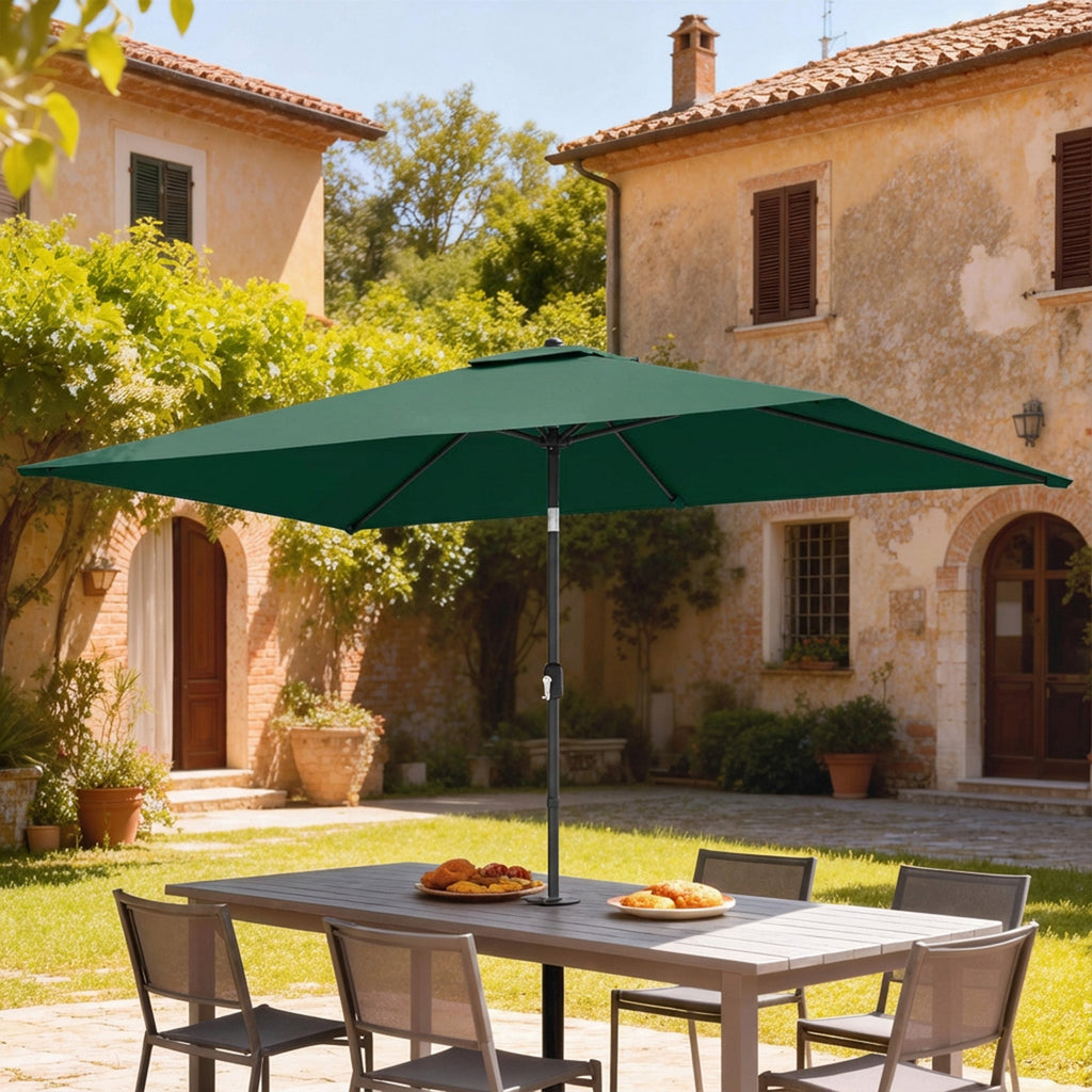 3 x 2 m Garden Parasol with Crank Handle and Tilt Function, Green