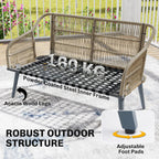 ARVOYA 4-Piece Rattan Conversation Set with Loveseat, 2 Armchairs & Acacia Table, Grey