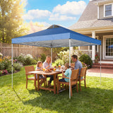 9.8' x 9.8' Pop-Up Canopy with Carrying Bag, Stakes and Ropes, Blue