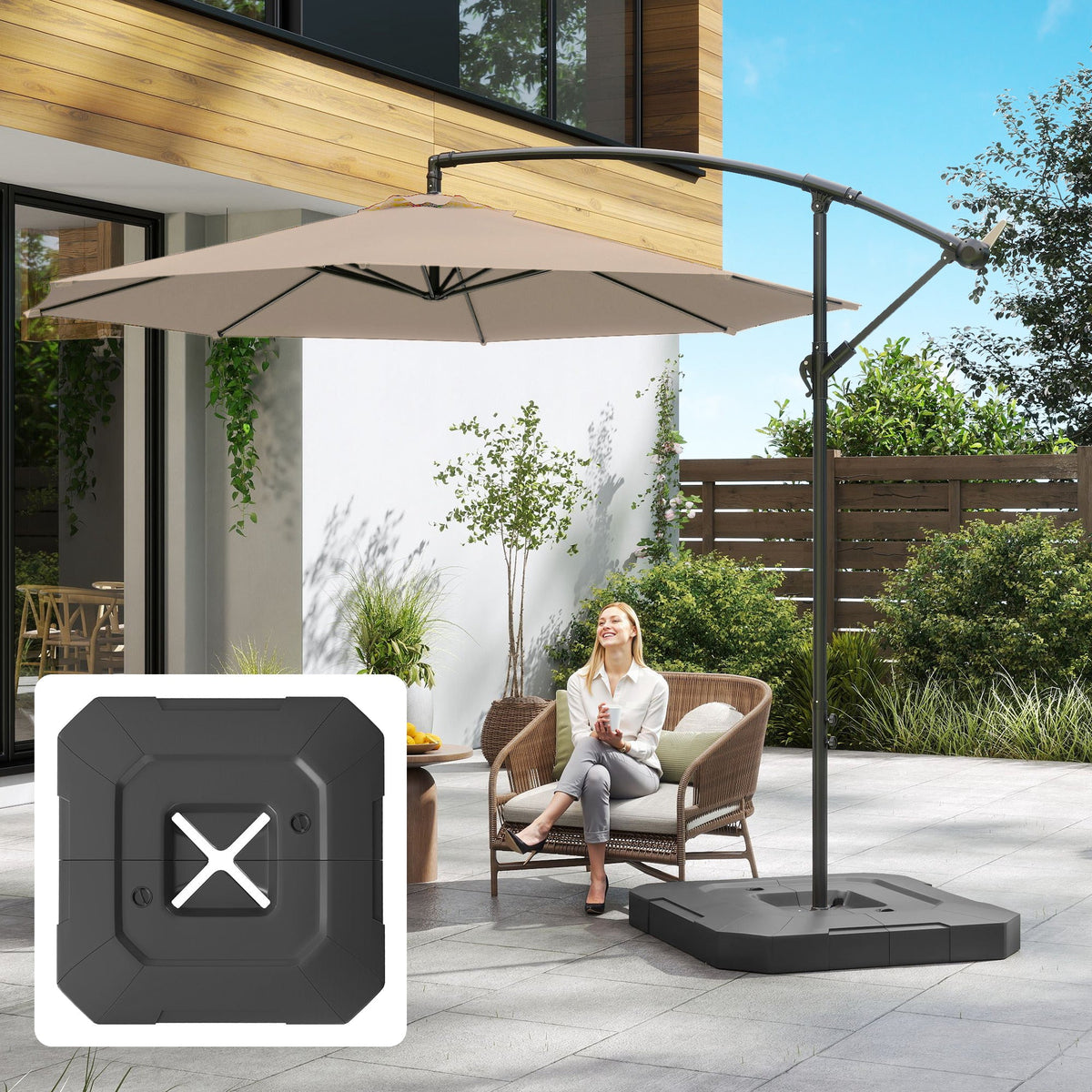 2-Piece Cantilever Umbrella Base Weight Set, 231 lb, Black
