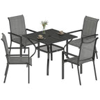 5 Piece Garden Dining Set with Stackable Chairs and Parasol Hole, Dark Grey