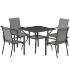 5 Piece Garden Dining Set with Stackable Chairs and Parasol Hole, Dark Grey