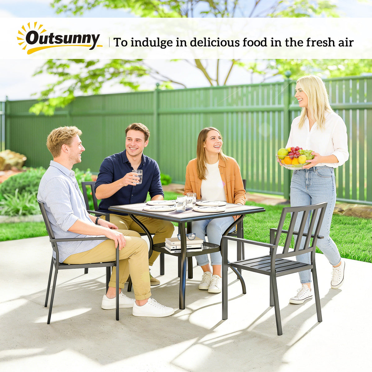 37" Square Outdoor Dining Table with Umbrella Hole, Gray