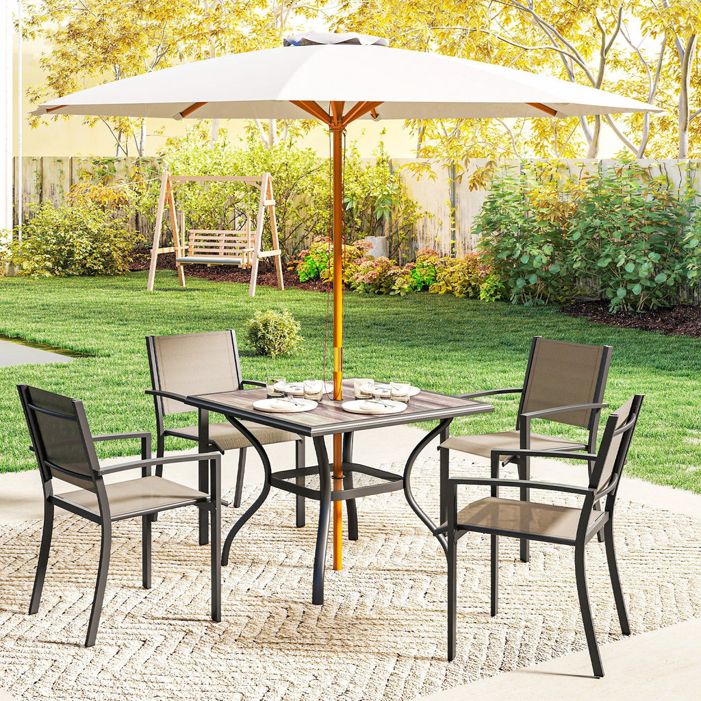 37" Square Outdoor Dining Table with Umbrella Hole, Gray