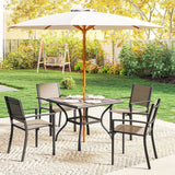 37" Square Outdoor Dining Table with Umbrella Hole, Gray
