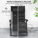 Reclining Zero Gravity Chair with Cushion and Headrest, Black