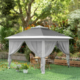 11' x 11' Pop Up Canopy with Double Roof and Mesh Sidewalls, Dark Grey