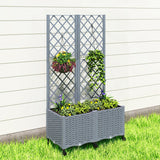56.3" Self-Watering Planter Box with Trellis and Wheels, Gray