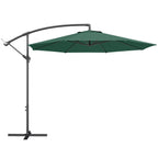 3 m Banana Parasol with Crank Handle, 8 Ribs & Cross Base, Dark Green