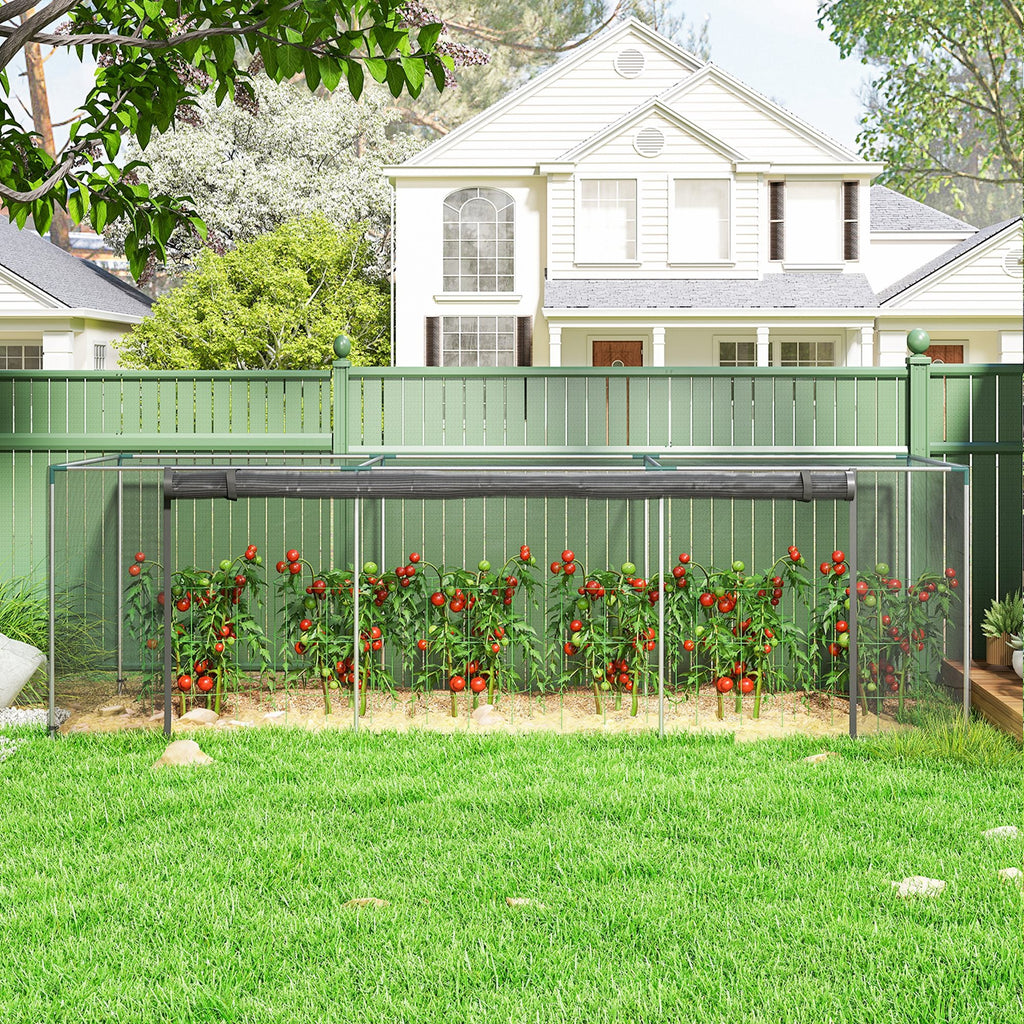 12' x 4' Crop Cage with Zippered Door and Steel Frame, Black