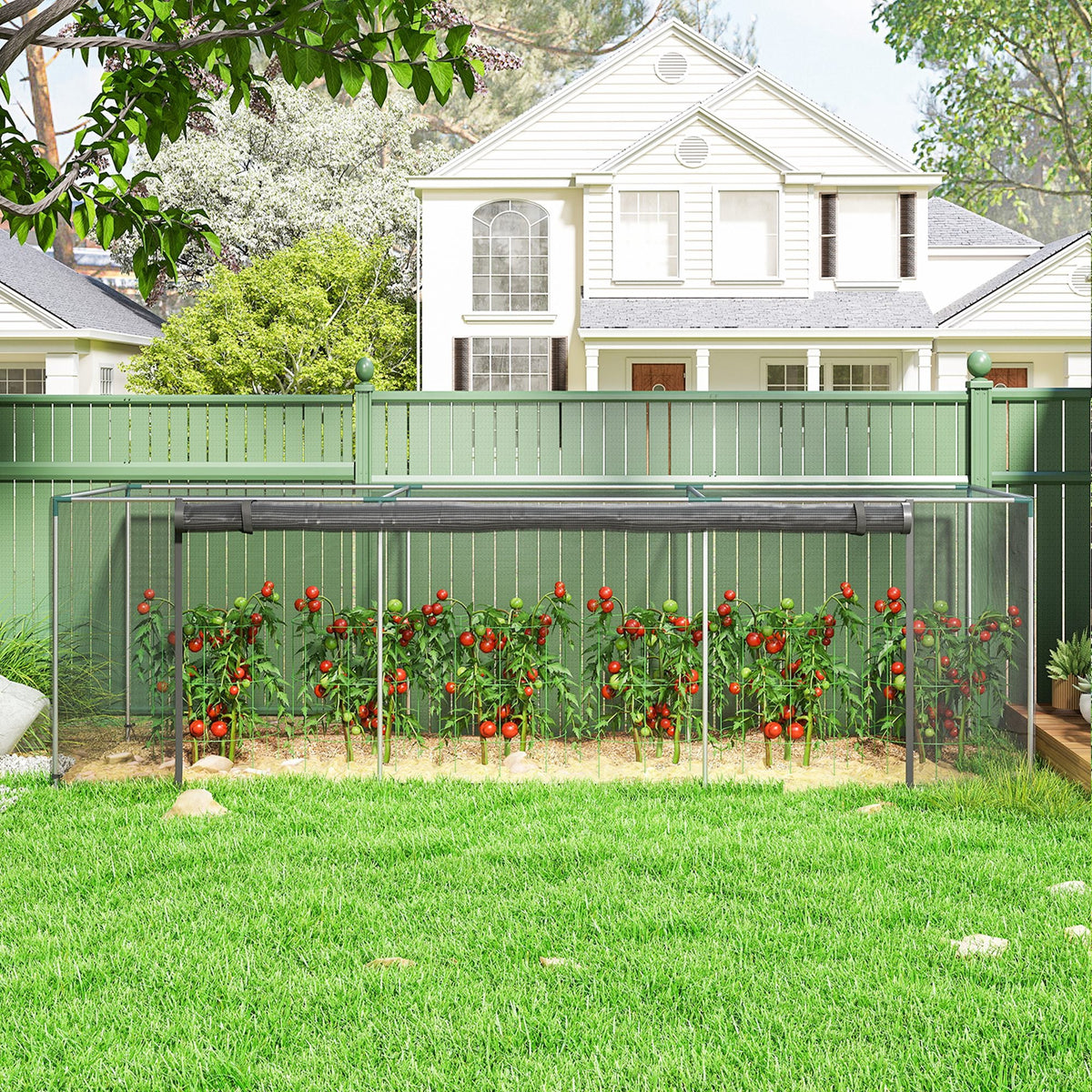 12' x 4' Crop Cage with Zippered Door and Steel Frame, Black